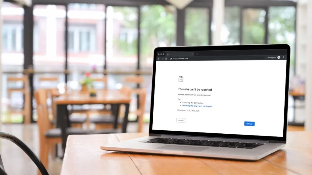 laptop screen showing site cannot be reached