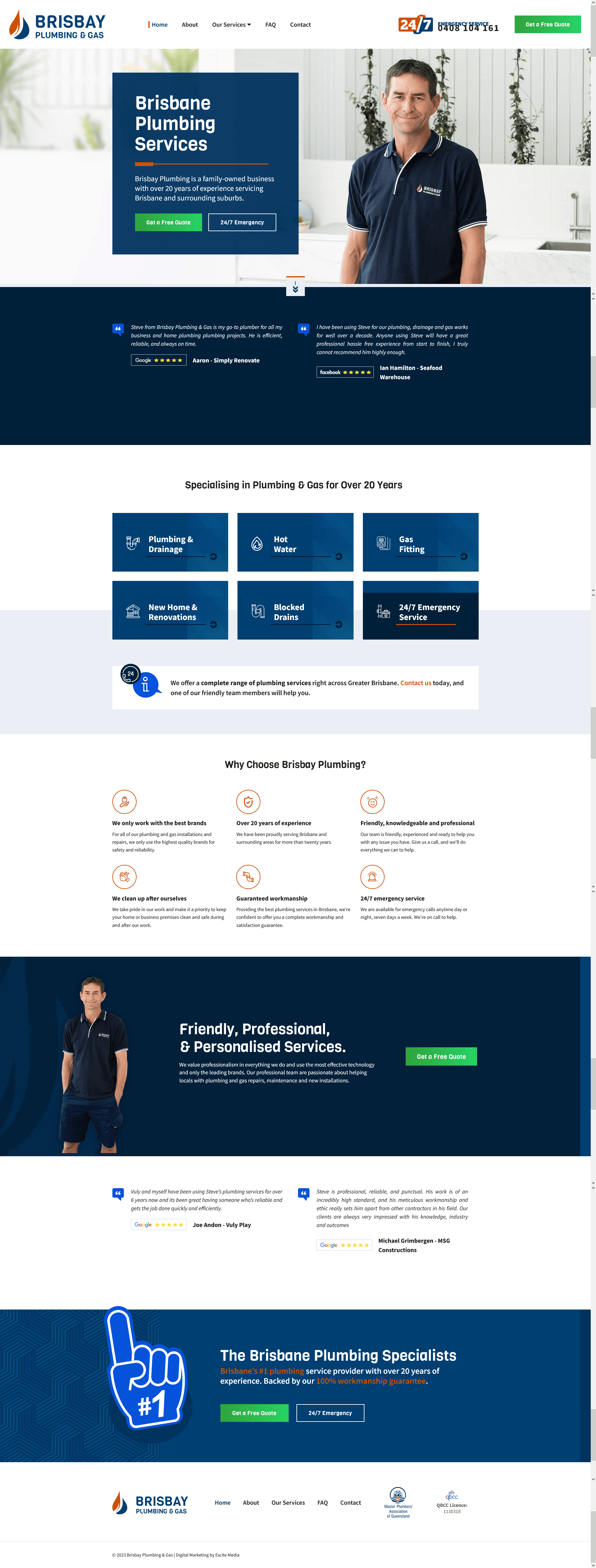 Brisbay Plumbing & Gas homepage design