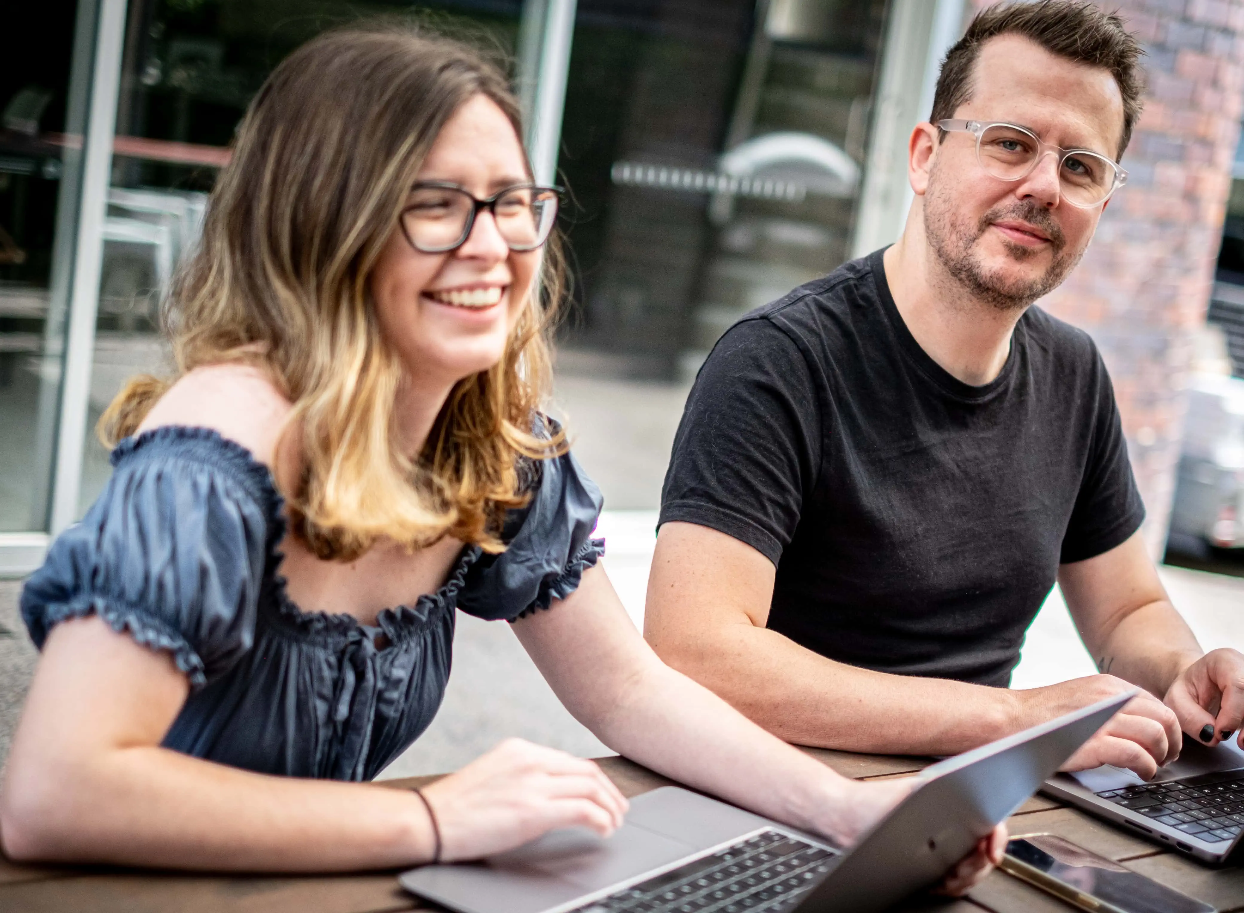 photo of excite media staff working outside