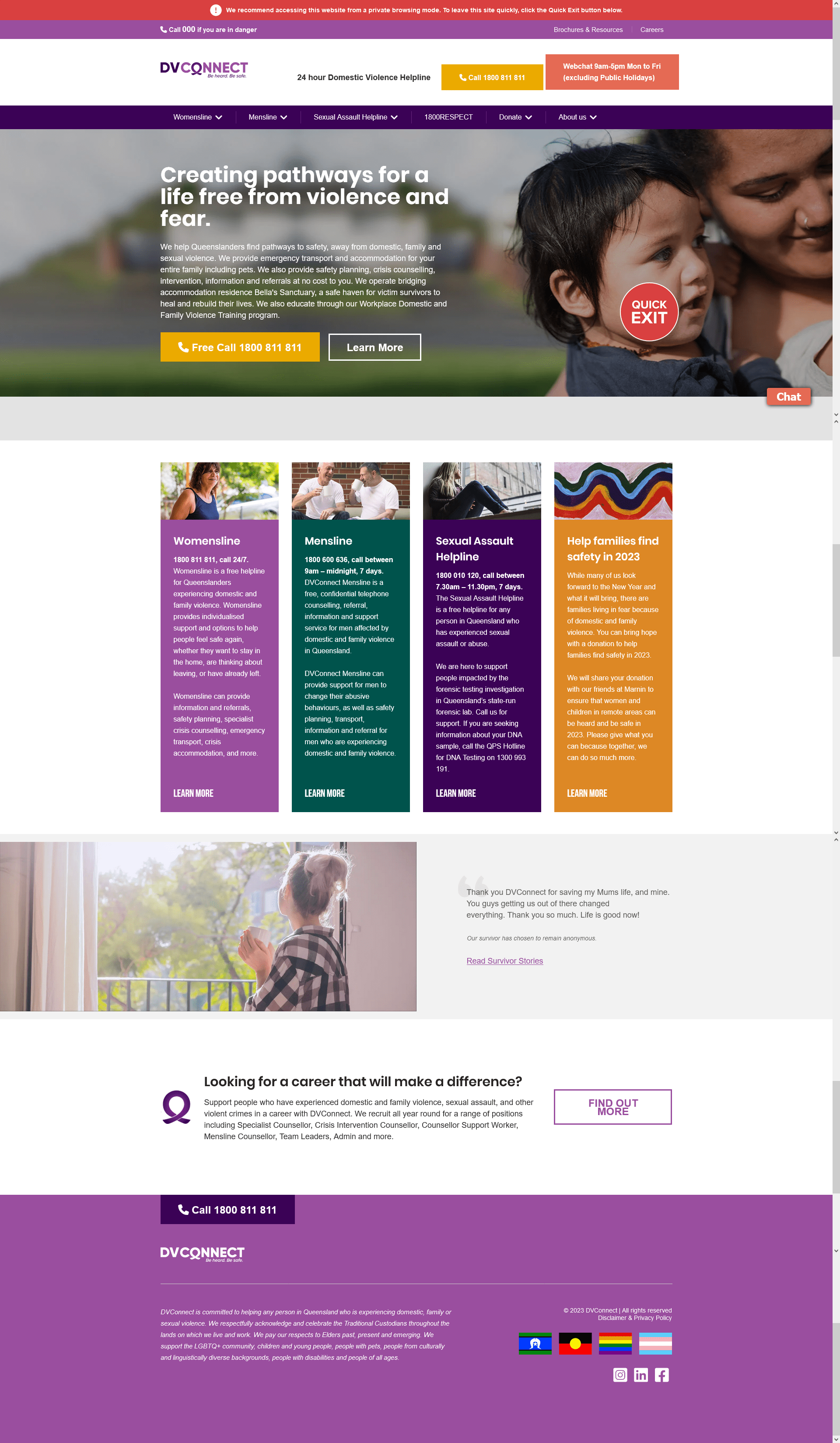 DV Connect homepage design