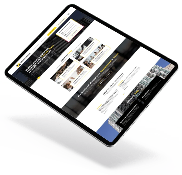 tablet showing landing page design