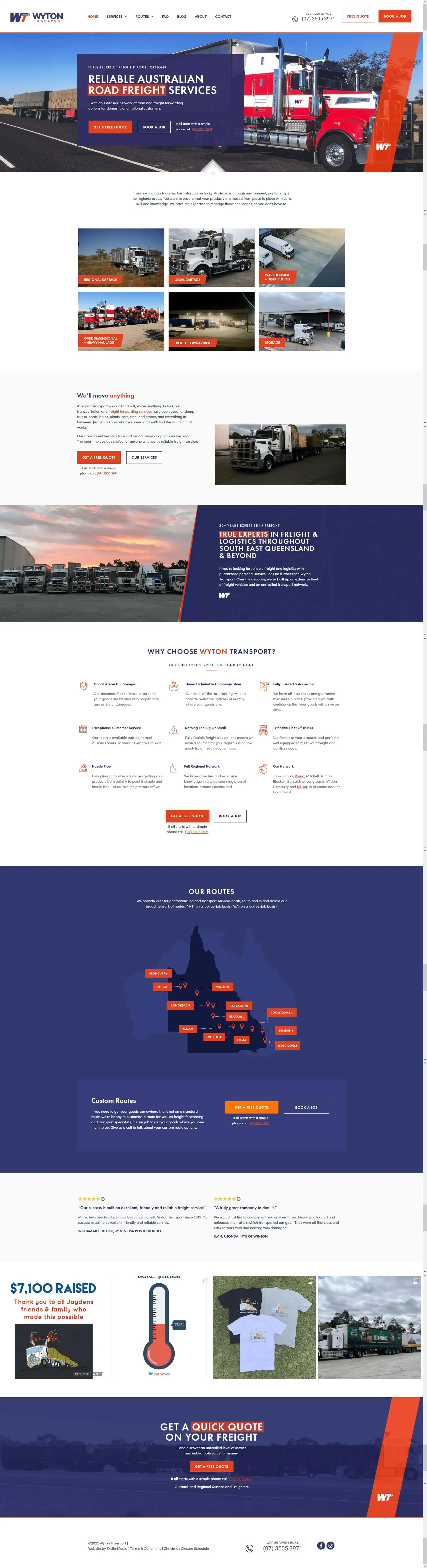 Wyton Transport homepage design
