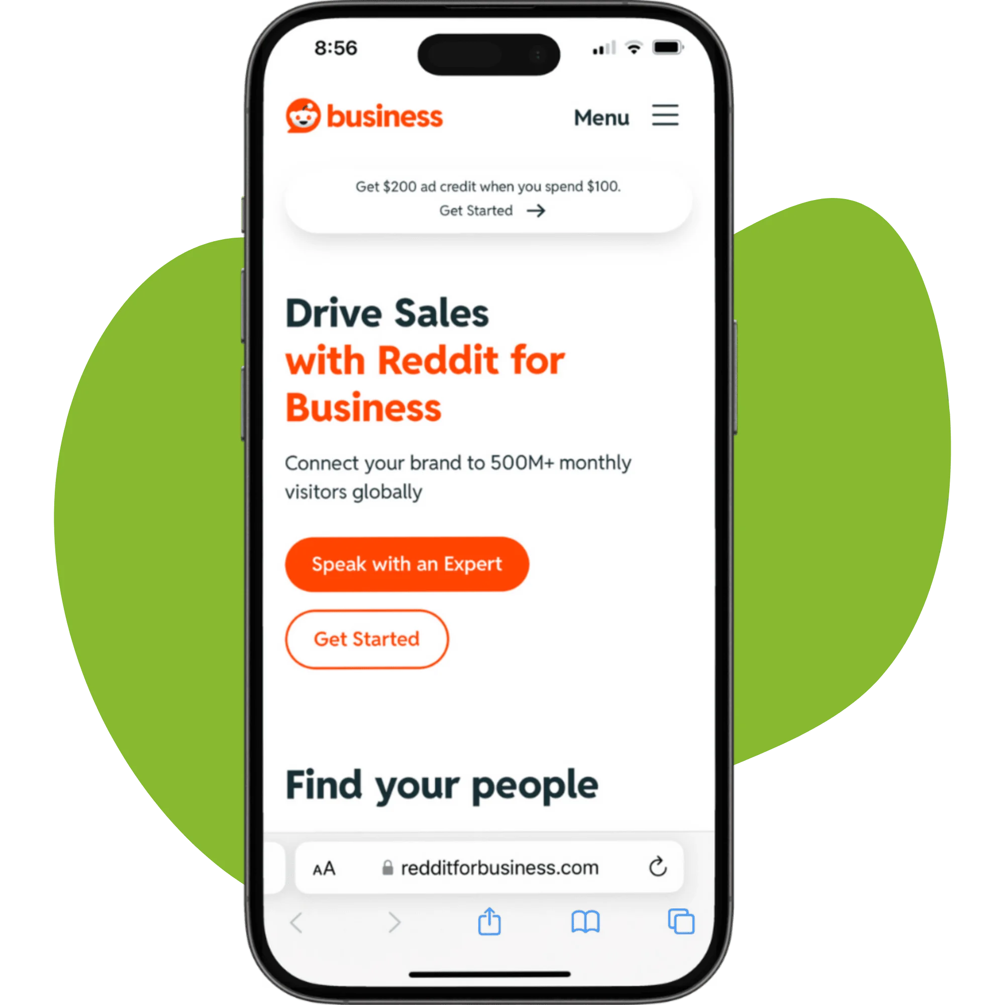 mobile phone showing reddit advertising