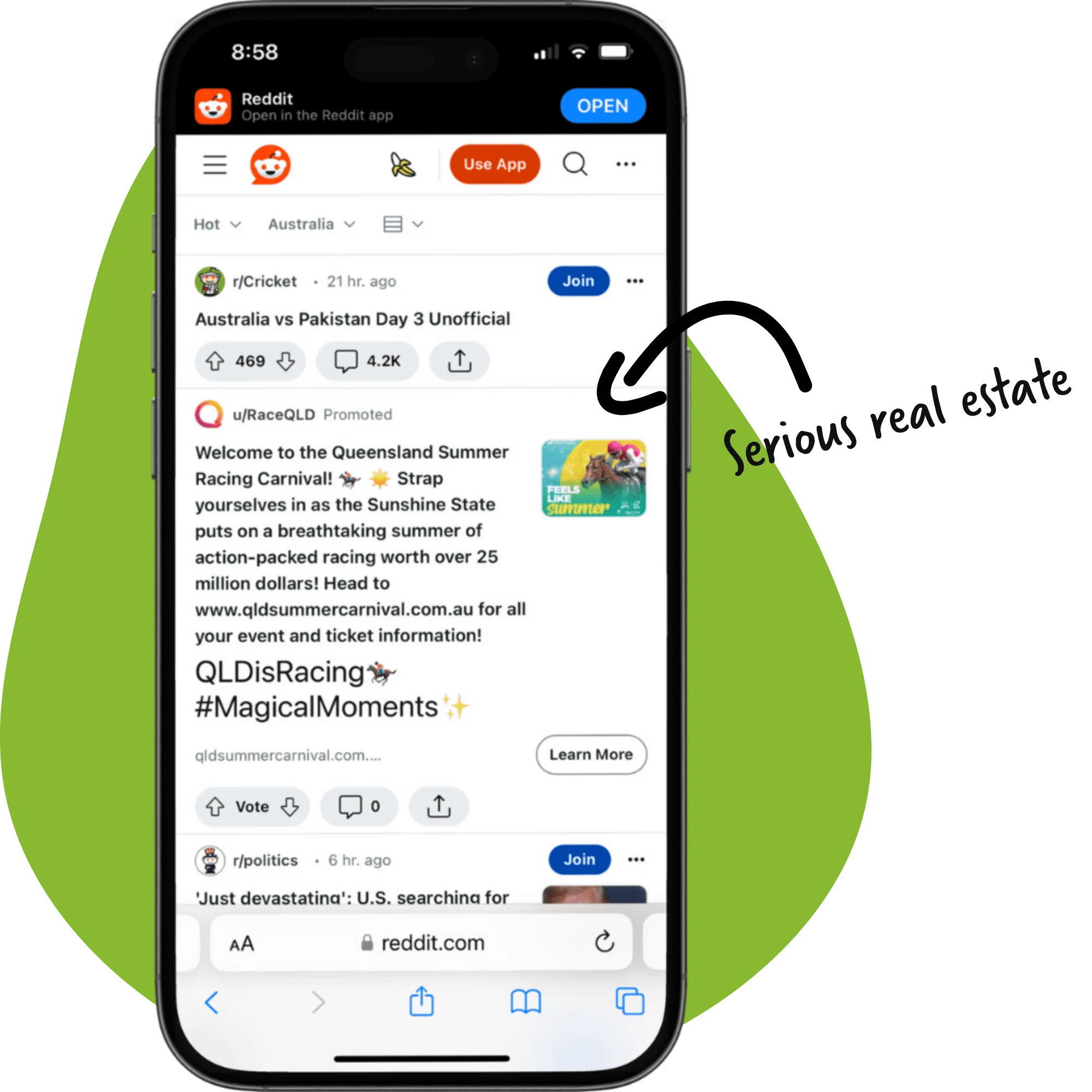 mobile phone screenshot showing advertising on reddit