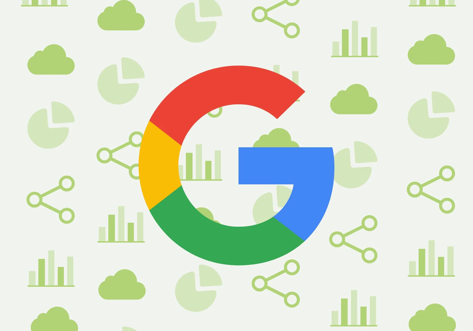 SEO graphic with green pattern and Google logo