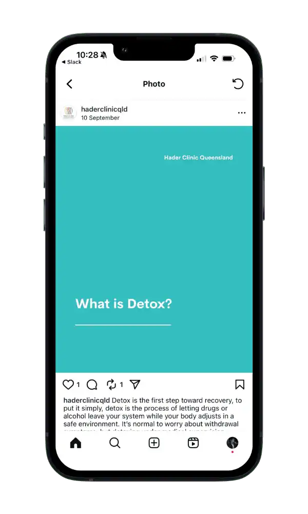 An instagram post on 'what is detox' on an iphone