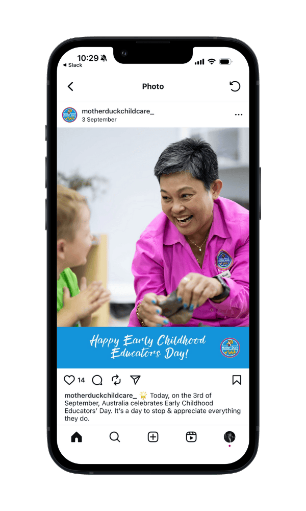 An instagram post celebrating early childhood educators on an iphone