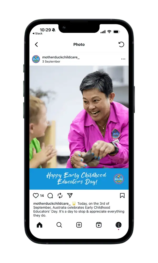 An instagram post celebrating early childhood educators on an iphone