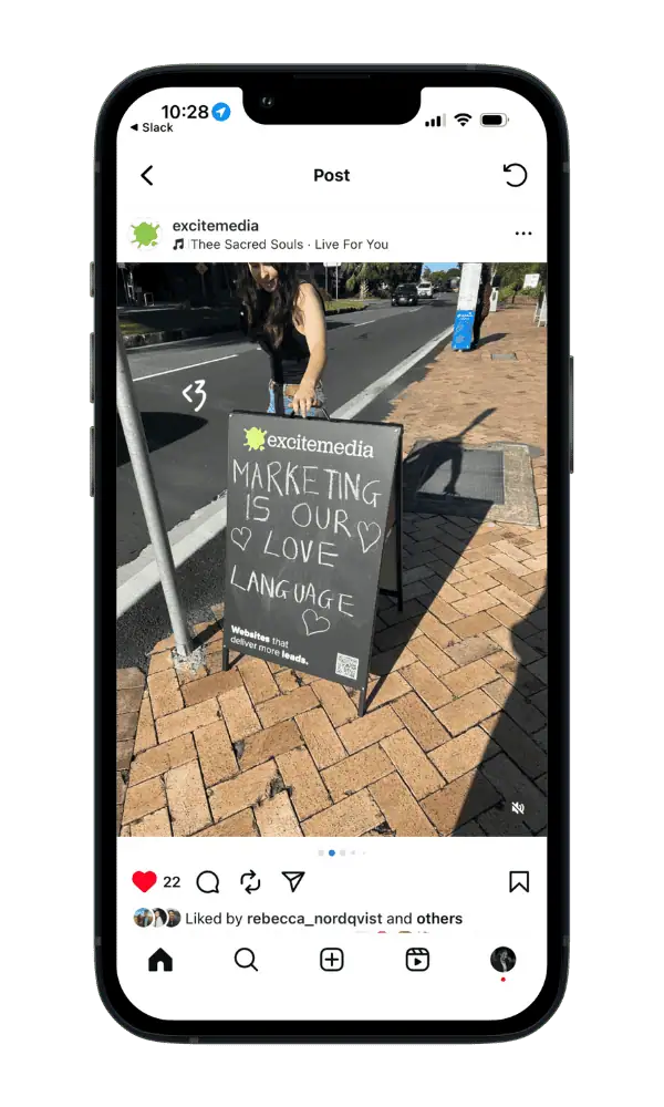 An instagram post sharing the past month of a business on an iphone