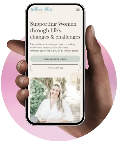 hand holding smartphone displaying Yellow Hive website