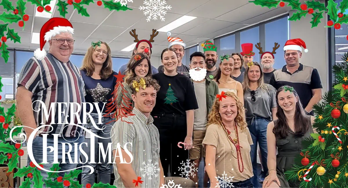 2023 christmas photo of the Excite Media staff