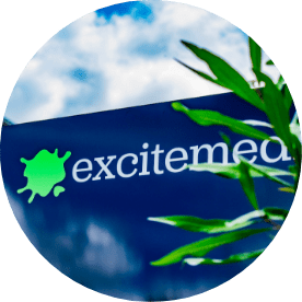 excitemedia logo blue background