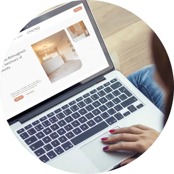 person using laptop displaying Contro Wellness website