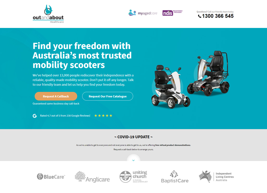 Mobility Scooter Landing Page