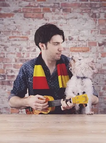 Nathanael Hubbard with puppy