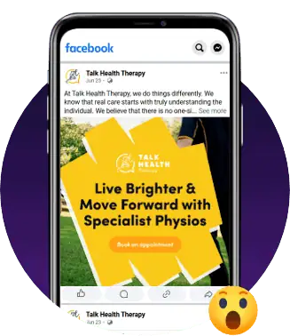 smarphone screen showing facebook ad for Talk Health Therapy